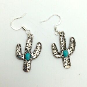Saguro Cactus Silver & Turquoise Earrings